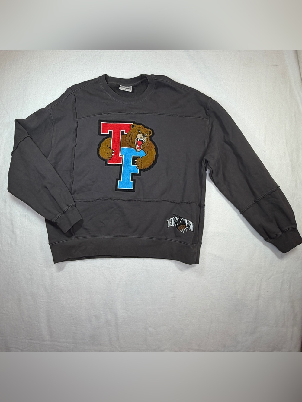 Teddy Fresh Charcoal Crewneck with Red & Blue TF Bear Patch
